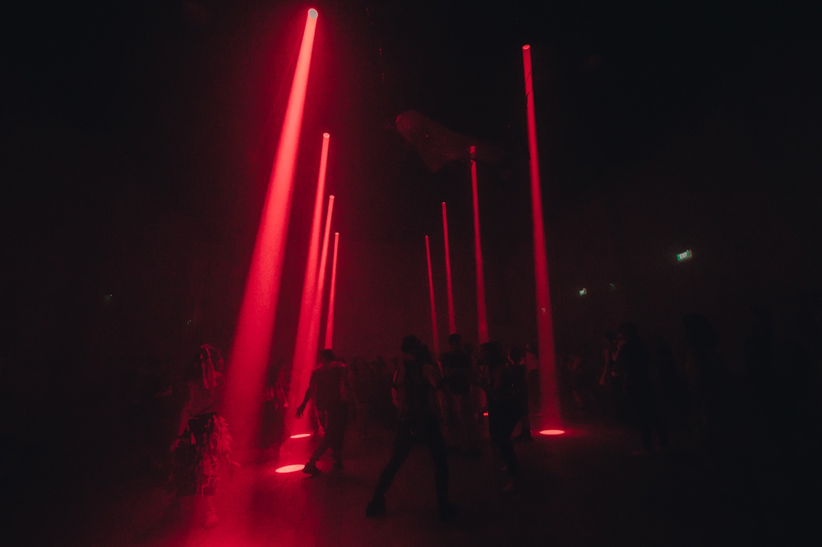 Light installations glowing red