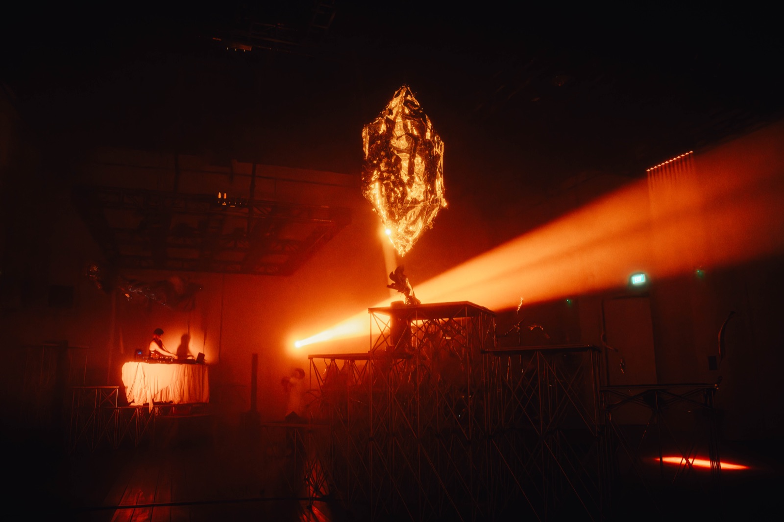 The Tel0genesis installation filling the black box theatre at T:>Works